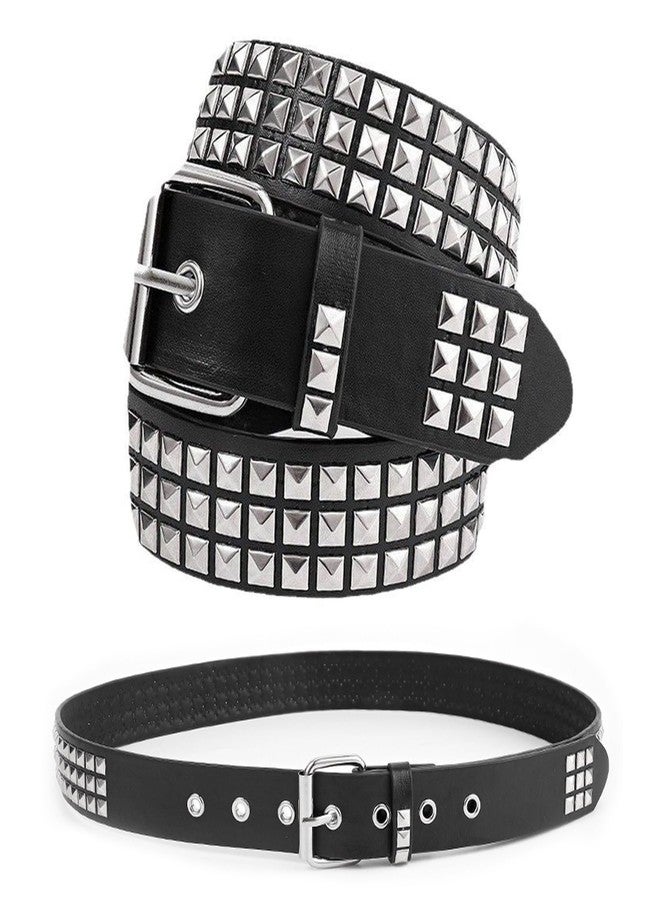 CeroDimo Black Studded Belt Punk Style Leather Look Waist Belt with Metal Pyramid Studs for Men and Women Adjustable Rock Gothic Y2K Streetwear Belt for Jeans Pants Casual Outfits - Image 1