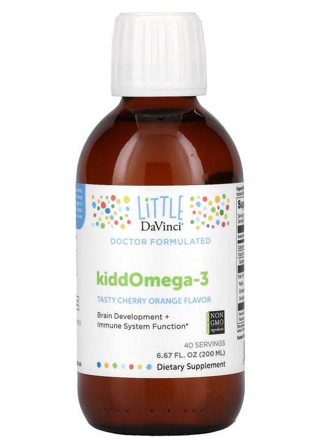 LiTTLE DaVinci - KiddOmega-3 Tasty Cherry Orange Flavor 6.67 fl oz (200 ml) - Image 1