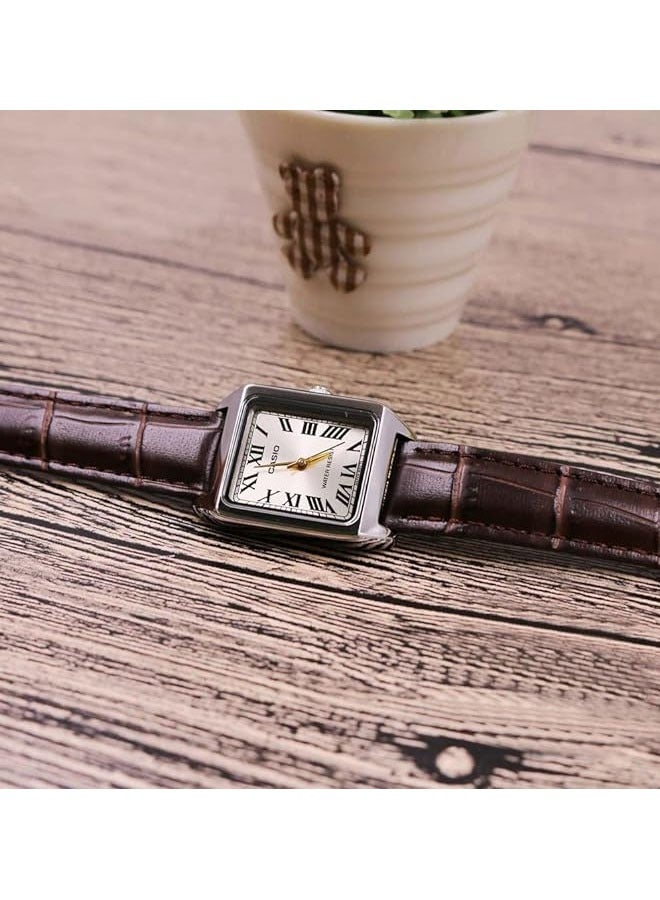 CASIO Women's Leather Analog Wrist Watch LTP-V007L-9BUDF - 22 mm - Brown - Image 4