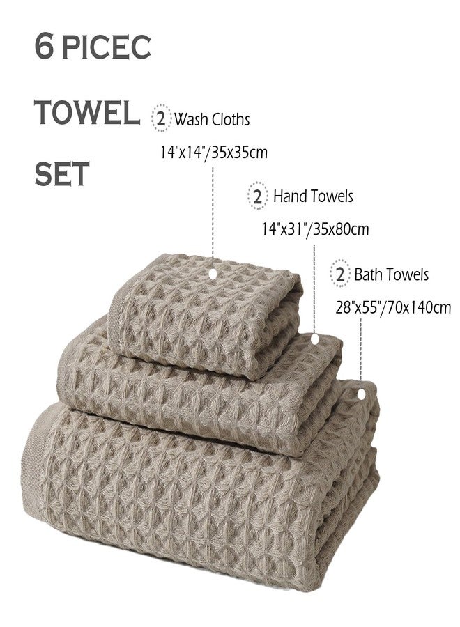 SK Studio 6 Piece Cotton Hotel Waffle Towel Set - 2 Bath, 2 Hand, 2 Washcloths - Large, Absorbent, Quick Dry for Bathroom Spa - White - Image 2