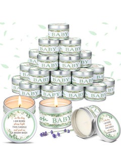 Mtlee MTLEE 24 Pcs Greenery Style Baby Shower Party Favors Candles Lavender Scented Baby Shower Favors for Guests Rustic Tea Lights Candles Gender Reveal Candle for Baby Shower Return Gifts Girl Boy  - Image 1