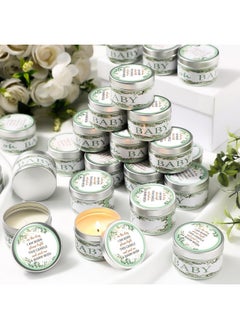 Mtlee MTLEE 24 Pcs Greenery Style Baby Shower Party Favors Candles Lavender Scented Baby Shower Favors for Guests Rustic Tea Lights Candles Gender Reveal Candle for Baby Shower Return Gifts Girl Boy  - Image 4