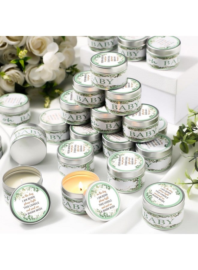 MTLEE 24 Pcs Greenery Style Baby Shower Party Favors Candles Lavender Scented Baby Shower Favors for Guests Rustic Tea Lights Candles Gender Reveal Candle for Baby Shower Return Gifts Girl Boy - Image 4