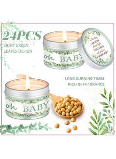 Mtlee MTLEE 24 Pcs Greenery Style Baby Shower Party Favors Candles Lavender Scented Baby Shower Favors for Guests Rustic Tea Lights Candles Gender Reveal Candle for Baby Shower Return Gifts Girl Boy  - Image 3