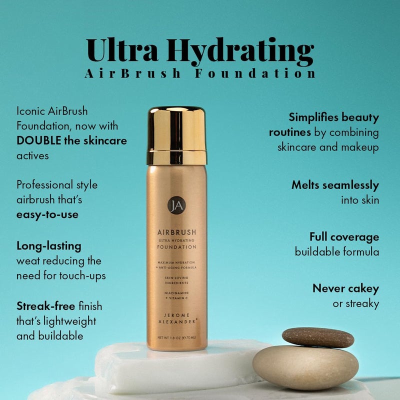 Jerome Alexander Airbrush Foundation Ultra Hydrating, Spray Foundation Makeup with 2x the Active Ingredients, Ultra-Light, Buildable, Full Coverage Formula (Bright Light) - Image 4