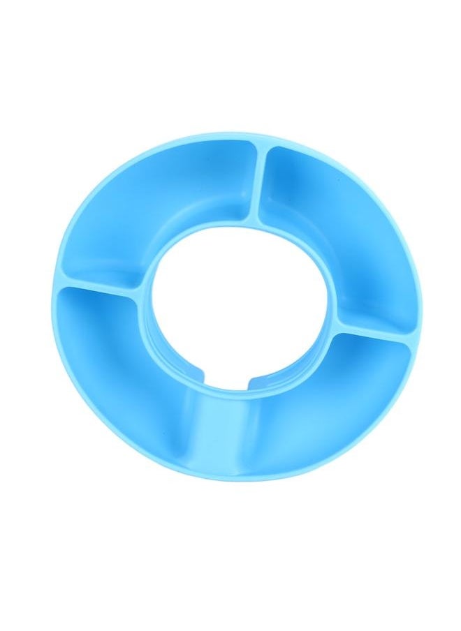 NIBEMINENT Snack Bowl Silicone Round 4 Compartment Reusable Snack Ring for 40 Oz Cup Watching Movies Playing Games Reading Books Blue  - Image 3
