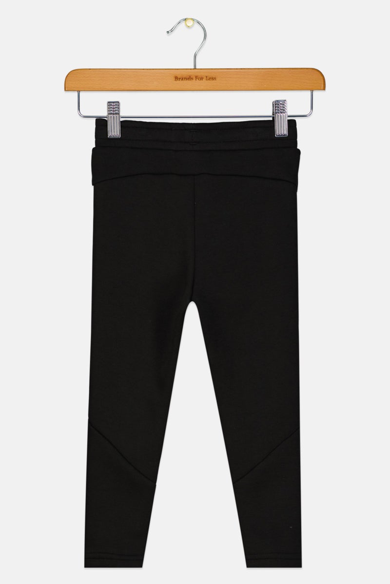 PUMA سروال رياضي ضيق للفتيات الصغيرات بشعار العلامة التجارية، أسود - Image 2