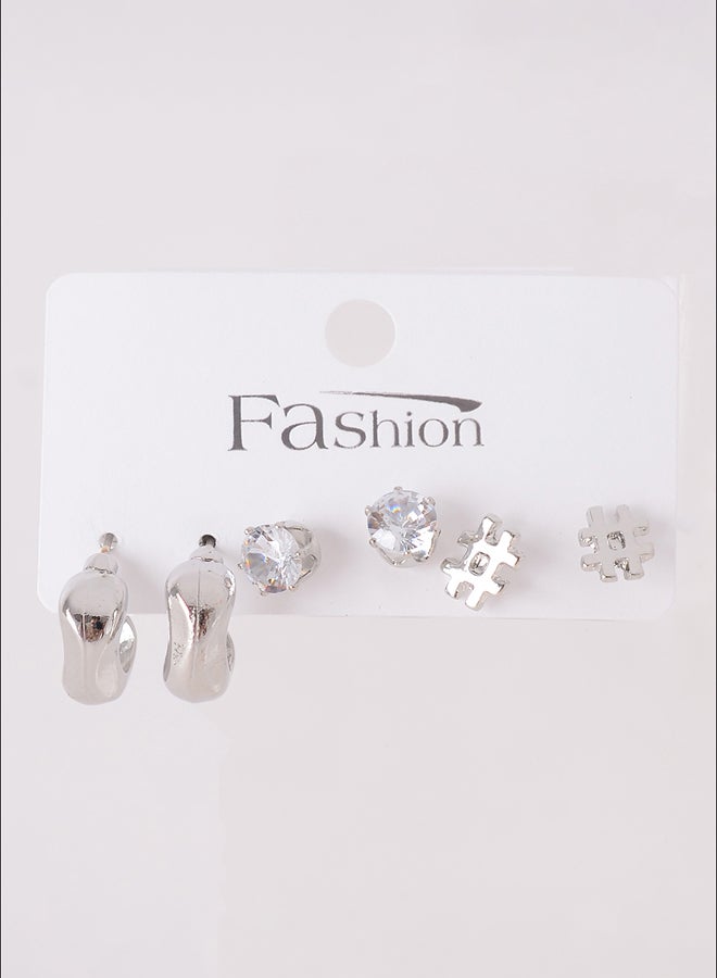 Akher el Ankoud 3 pairs earring set in different styles (hashtag) 