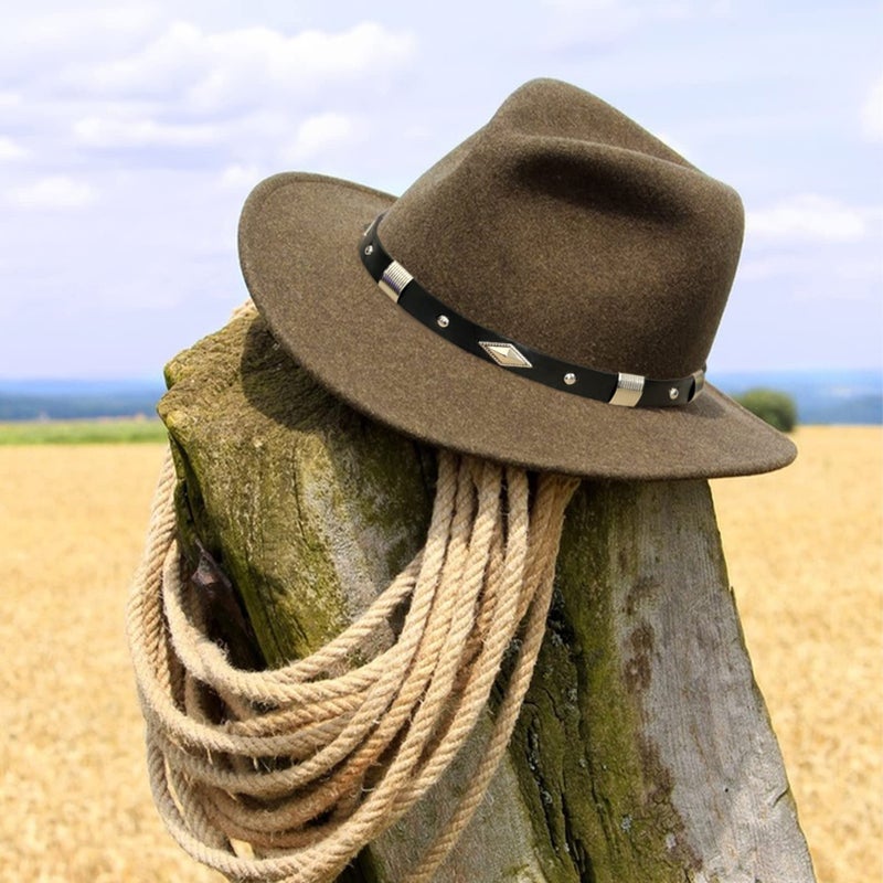 RainFlowwer Cowboy Hat Bands for Men Women, Leather Hatbands Belt for Straw/Sun/Beach Hats - Image 2