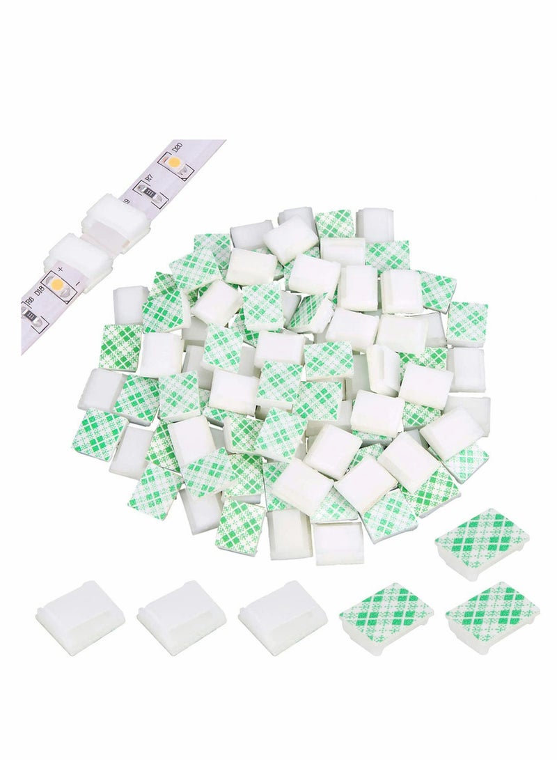 100 PCS Self-Adhesive Light Strip Mounting Clips for 10mm LED Strips - Cable Clamp Organizer and Fasteners - Image 1