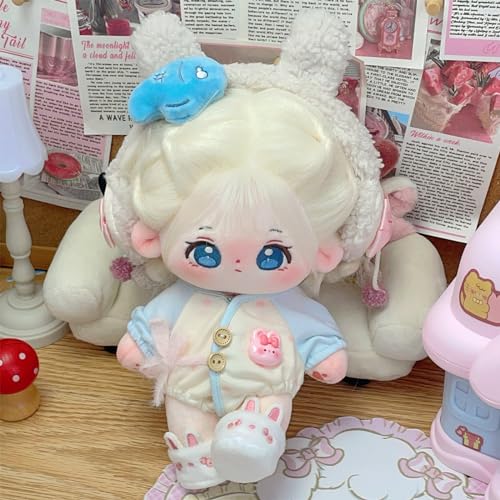 CALEMBOU Plush Doll, 20cm Cute Cotton Doll with Skeleton, Anime Plushies Soft Stuffed Dress Up Dolls, Kawaii Plush Toys Gift Come with Doll Clothes - Image 2