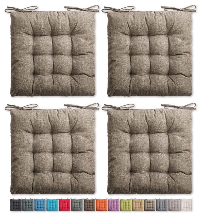 SQUARE MOON 4 Pack Chair Cushions Seat Cushions Chair Pads Chair Mat for Indoor Outdoor Dining Chair Kitchen Chairs Dining Room Chairs 16  16  4 Pack Coffee