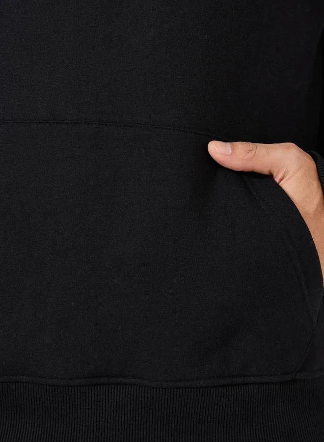 Styli Quarter Zip Relaxed Fit Fleece Hoodie