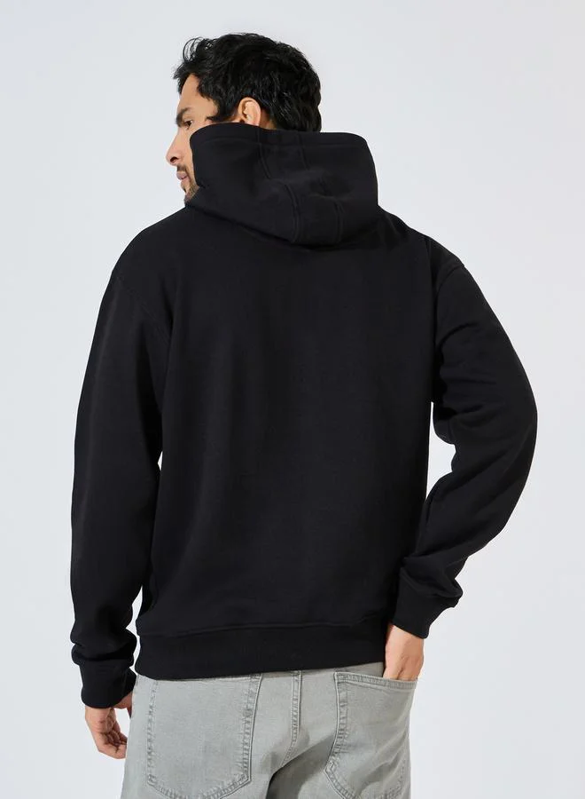 Styli Quarter Zip Relaxed Fit Fleece Hoodie