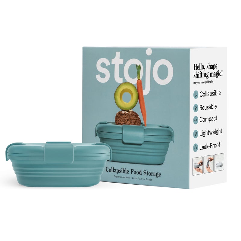 Stojo STOJO Collapsible Sandwich Box  24oz Reusable Food Storage Container Silicone Bowl for HotCold Food  Meal Prep Lunch Camping Hiking  Dishwasher Safe Set of 1 Eucalyptus 