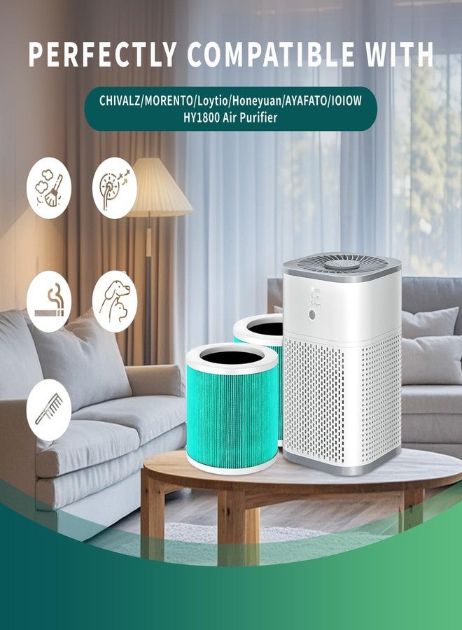 جود تو يو فلتر بديل لجهاز تنقية الهواء HY1800، متوافق مع أجهزة تنقية الهواء CHIVALZ/MORENTO/Loytio/Honeyuan/AYAFATO/IOIOW HY1800، فلتر كربون نشط عالي الكفاءة 4 في 1، عبوة من قطعتين - Image 3