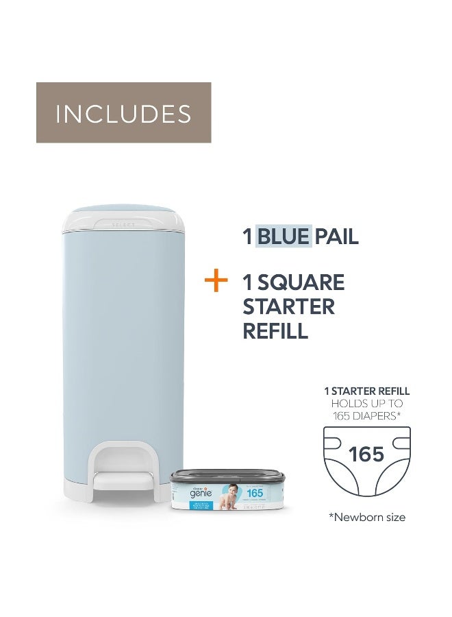 Diaper Genie Select Pail (Blue) is Made of Durable Stainless Steel and Includes 1 Starter Square Refill That can Hold up to 165 Newborn-Sized Diapers. - Image 4