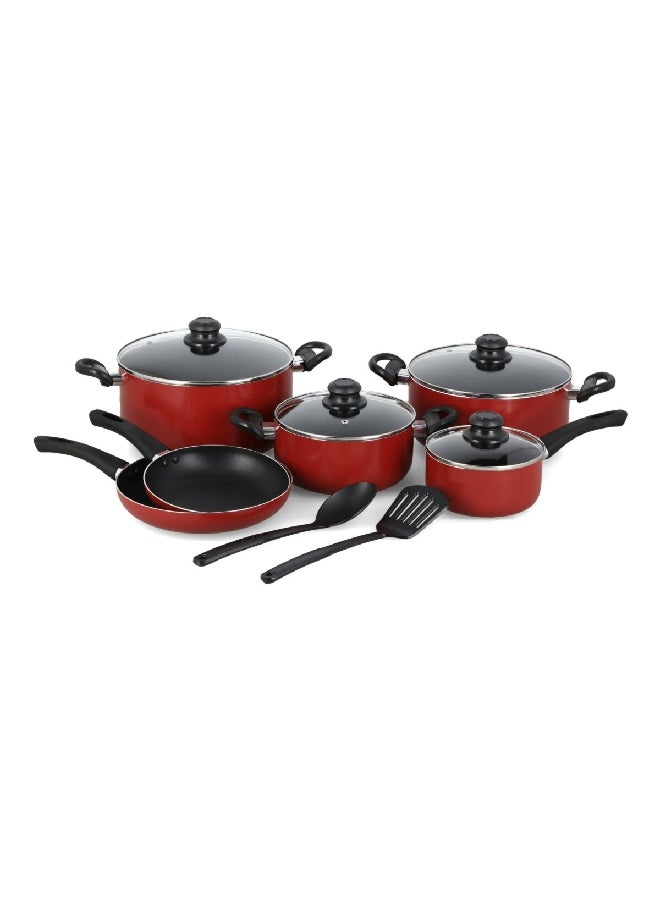 PARFAIT 12-Piece Durable Non-Stick Aluminium Cookware Set Red and Black 30.5 x 19 x 55.5 cm HS-6012-R - Image 2