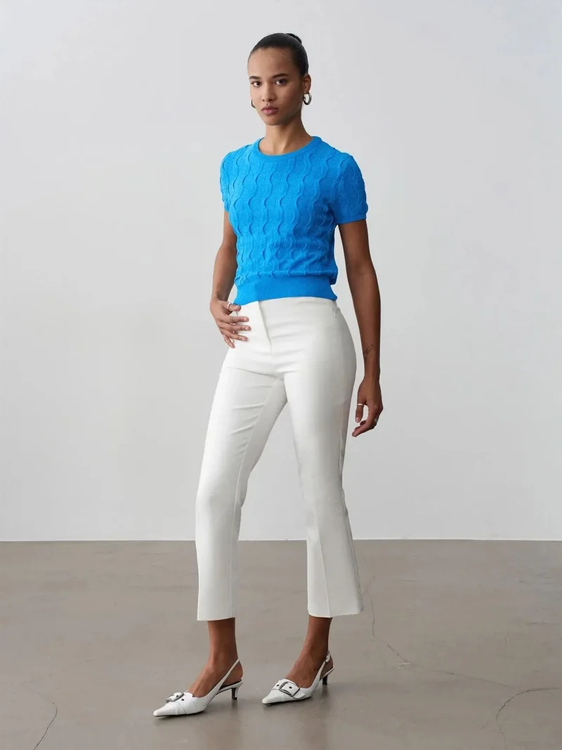 ديلفين DILVIN High-waist Flare Capri Trousers