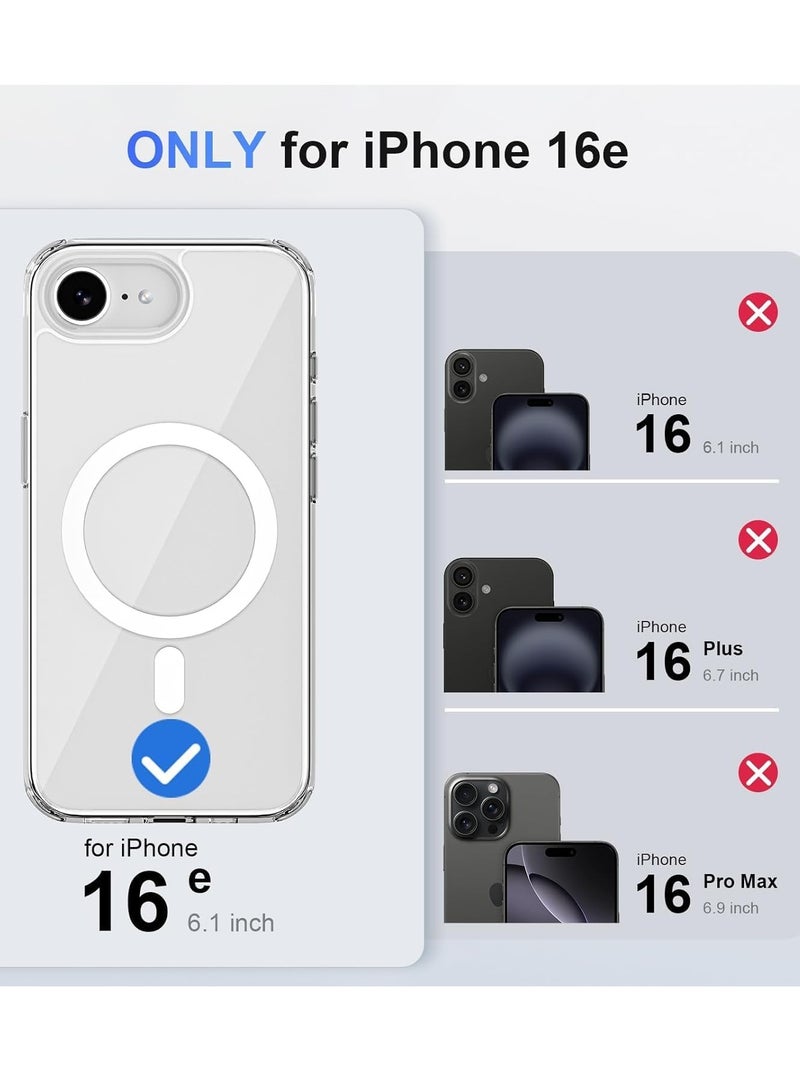 ELTRAZONE iPhone 16E Clear Magnetic Cover – MagSafe Compatible, Hybrid Protective Crystal Clear Hard Back Case, Shockproof Silicone Frame – Slim Transparent Case for Apple iPhone 16E - Image 2
