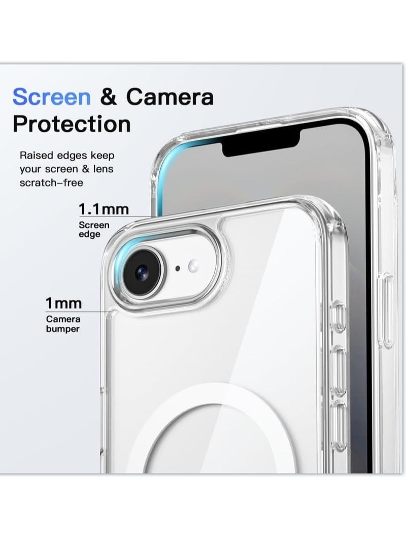 ELTRAZONE iPhone 16E Clear Magnetic Cover – MagSafe Compatible, Hybrid Protective Crystal Clear Hard Back Case, Shockproof Silicone Frame – Slim Transparent Case for Apple iPhone 16E - Image 5
