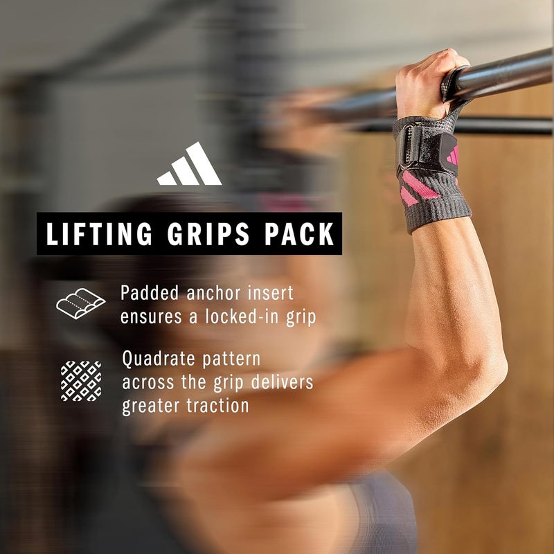 adidas Lifting Grips Pack - Black/Pink - S/M - Image 4