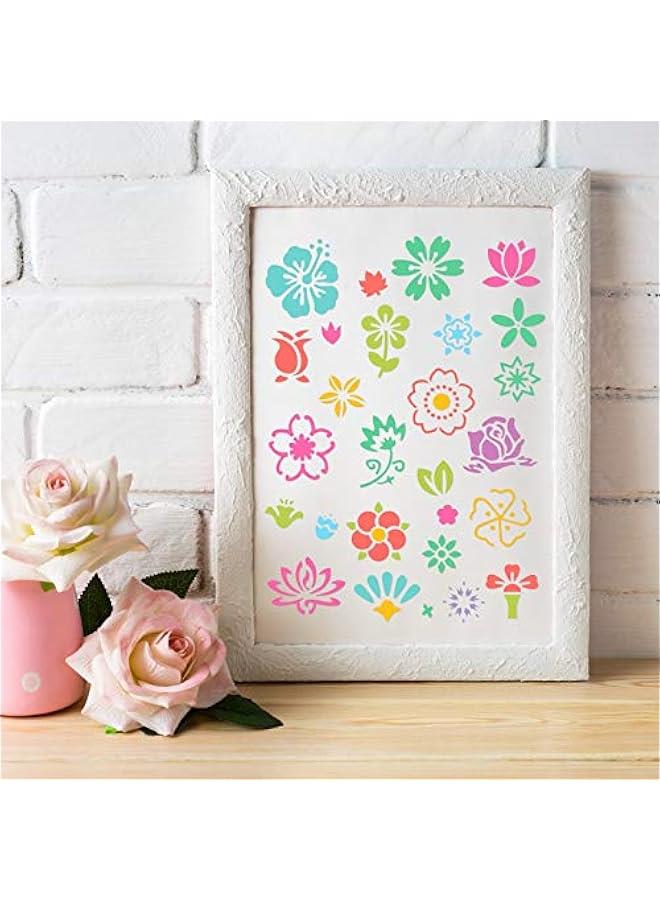 Arabest 3 Pieces Stencil Template Painting Stencil Spring Summer Template Reusable Drawing Set for Daily DIY Art Notebook Wedding Card Scrapbook Home Decor 3 Sizes(Flower Style)  - Image 4