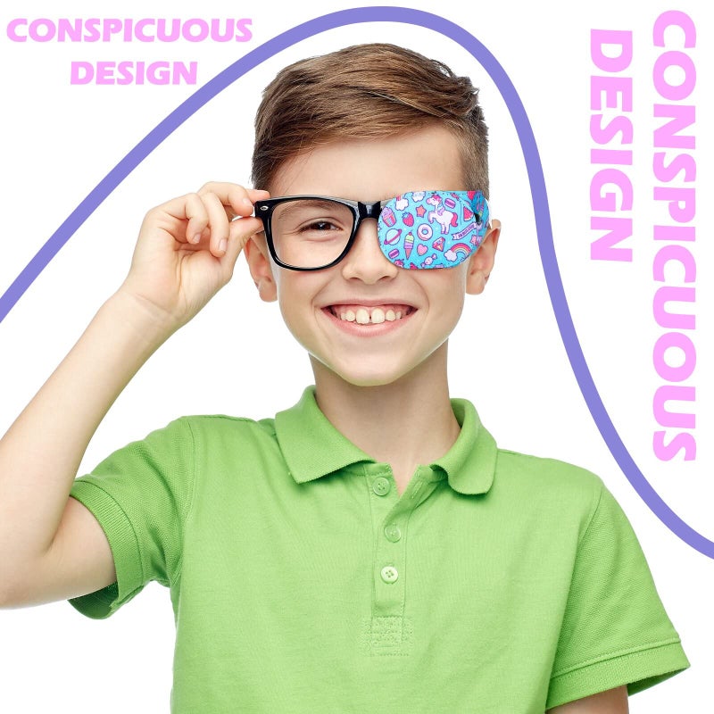 Newcotte Newcotte 12 Pcs Eye Patch for Kids Girls Boys Reusable Eye Patch for Glasses over the Lens Colorful Eye Patch Toddler Eye Patch Adorable Kids Eye Patches Assorted Eye Patch Cover (Graceful)  - Image 2
