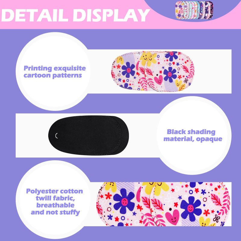 Newcotte Newcotte 12 Pcs Eye Patch for Kids Girls Boys Reusable Eye Patch for Glasses over the Lens Colorful Eye Patch Toddler Eye Patch Adorable Kids Eye Patches Assorted Eye Patch Cover (Graceful)  - Image 4