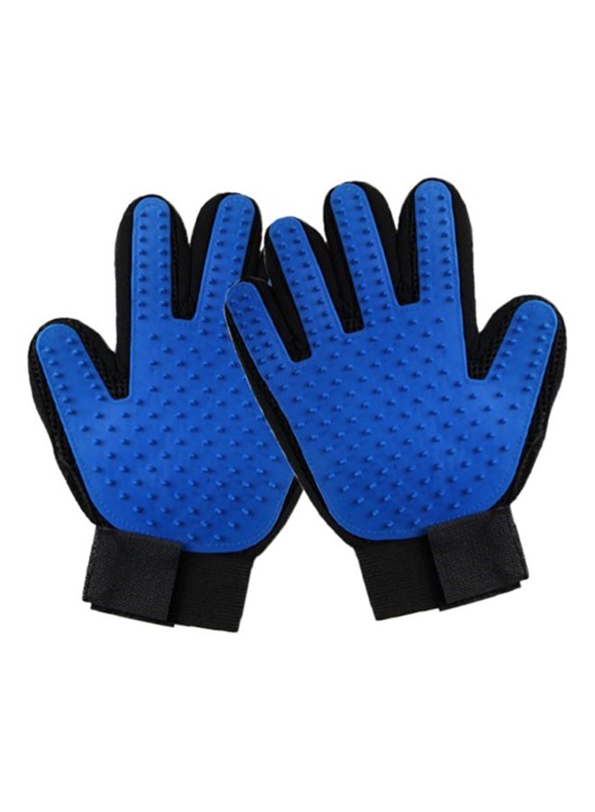 إسكدنيا فرشاة تدليك على شكل قفاز لتنظيف الحيوانات الأليفة أزرق - Image 2