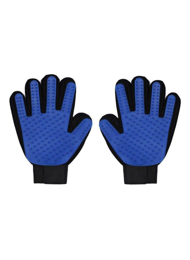 إسكدنيا فرشاة تدليك على شكل قفاز لتنظيف الحيوانات الأليفة أزرق - Image 1