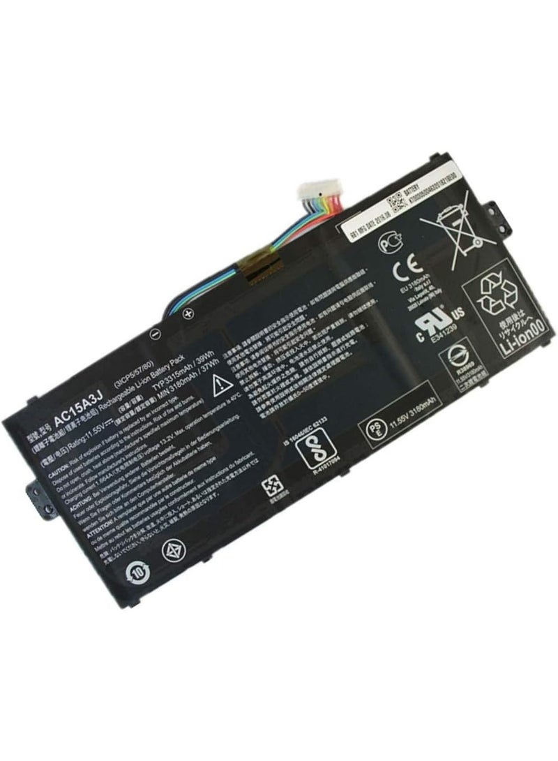 Terabyte 10.8V 36Wh 3490mAh AC15A3J AC15A8J KT.00303.017 Battery Compatible for ACER Chromebook 11 C735 CB3-131 C738T CB5-132T - Image 1