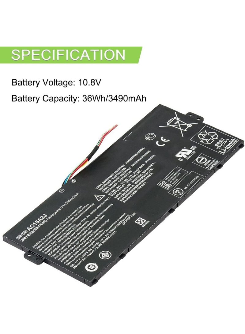 Terabyte 10.8V 36Wh 3490mAh AC15A3J AC15A8J KT.00303.017 Battery Compatible for ACER Chromebook 11 C735 CB3-131 C738T CB5-132T - Image 2