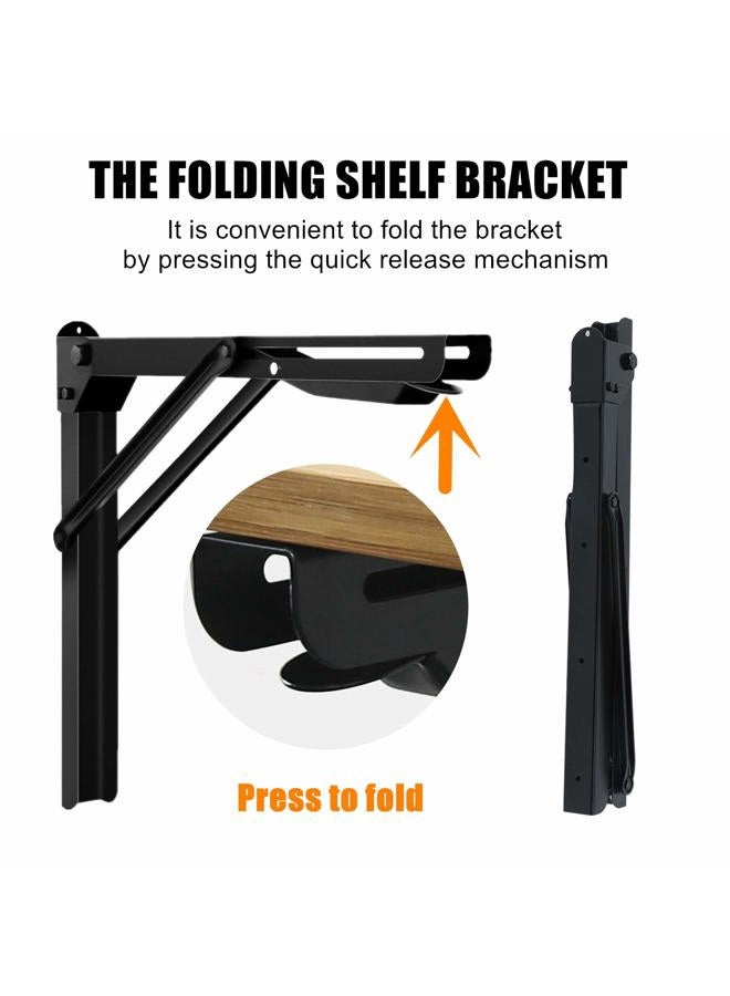 WALMANN 24" Folding Shelf Brackets, Heavy Duty Collapsible Brackets for Shelves Wall Mounted Hinges Space Saving Folding Bracket for Table Bench - Image 4