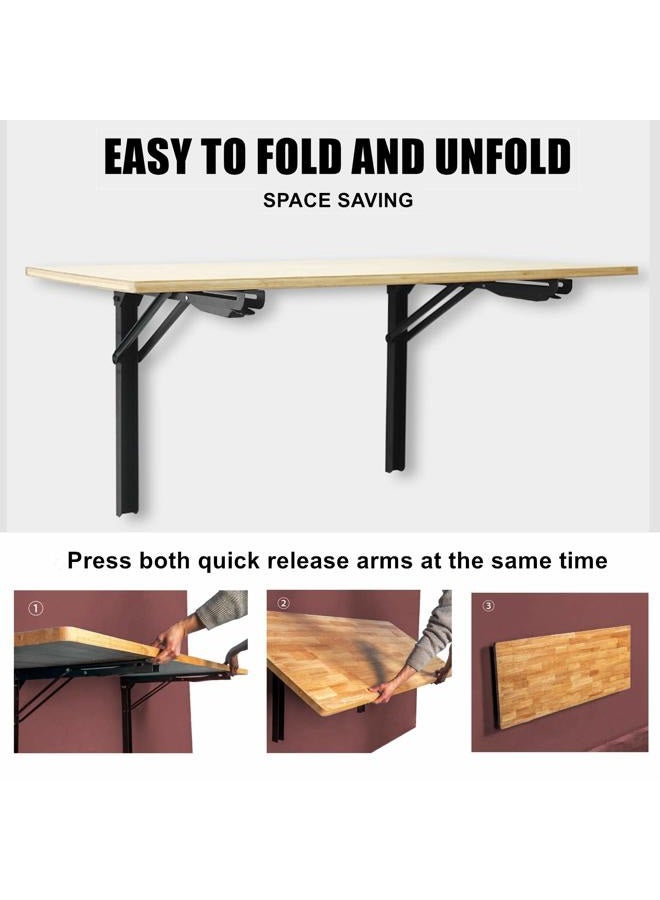 WALMANN 24" Folding Shelf Brackets, Heavy Duty Collapsible Brackets for Shelves Wall Mounted Hinges Space Saving Folding Bracket for Table Bench - Image 3