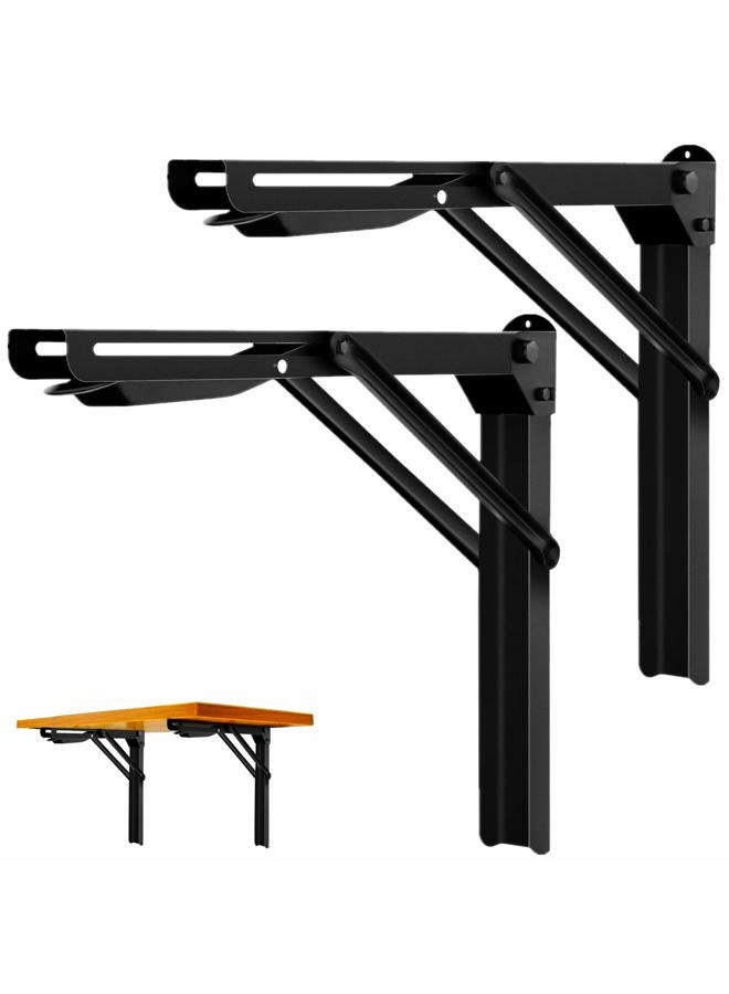 WALMANN 24" Folding Shelf Brackets, Heavy Duty Collapsible Brackets for Shelves Wall Mounted Hinges Space Saving Folding Bracket for Table Bench - Image 1