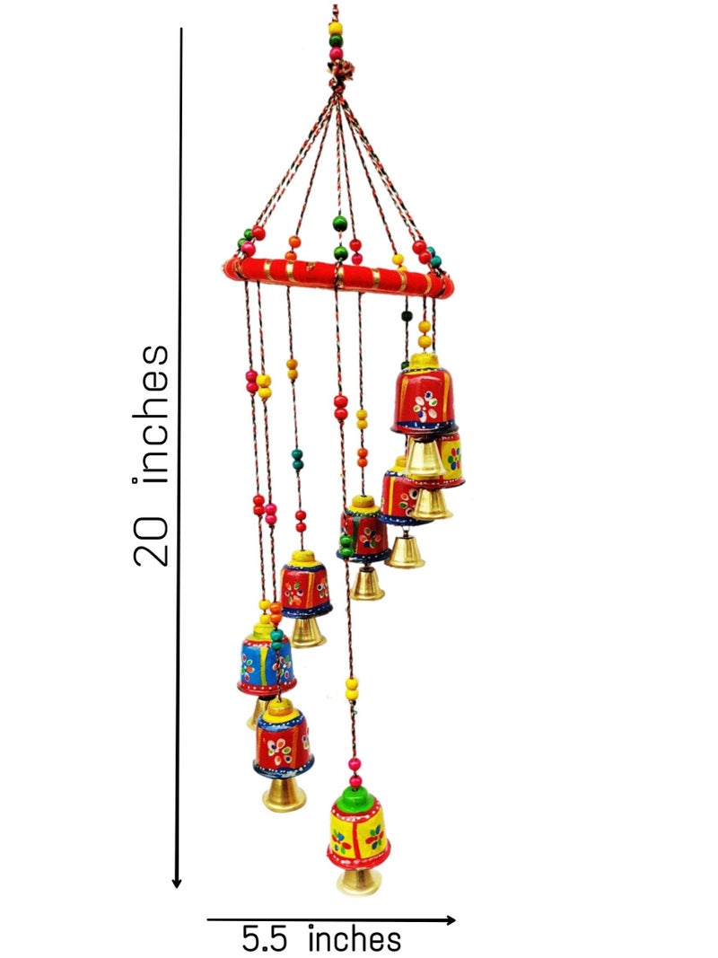 JH Gallery Handmade Rajasthani Metal Multicolor Bells Wall Hanging for Home Décor, Living Room, Bedroom, Door Hanging, Gifting Ideal for Your Loved Ones, (Pack of 1) - Image 2