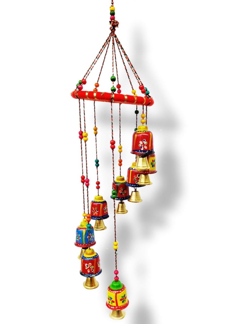 JH Gallery Handmade Rajasthani Metal Multicolor Bells Wall Hanging for Home Décor, Living Room, Bedroom, Door Hanging, Gifting Ideal for Your Loved Ones, (Pack of 1) - Image 1