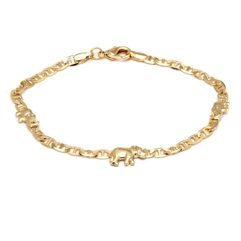 Barzel 18K Gold Plated Flat Marina Elephant Anklet For Women - Made In Brazil (Gold, 10 Inches) - Image 1