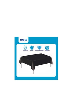 MARKQ Plastic Tablecloth for Rectangle Table 54" x 72" Disposable Table Cover for Bridal Shower Wedding Birthday Party Decorations (Black)  - Image 3