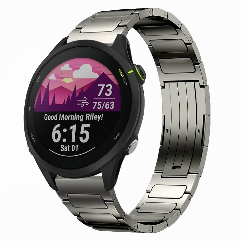 S-TOP For Garmin Forerunner 255 22mm I-Shaped Titanium Alloy Watch Band(Grey) - Image 1