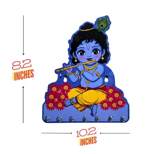 Maefele Shri Krishna (Makhan Chor) Key Holder – Decorative Wall Art for Home | Little Krishna Key Organizer for Bedroom, Living Room, Guest Room & Dining Area - Image 2