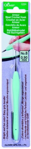 Clover 1224 Amour Steel Crochet Hook No. 8, 0.90mm,Blue - Image 1