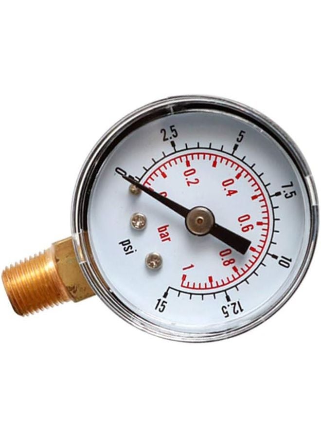 مقياس ضغط عالي الدقة 0-15 رطل لكل بوصة مربعة من النحاس الأصفر وسبائك الفولاذ المقاوم للصدأ للماء والزيت للمحترفين - Image 3