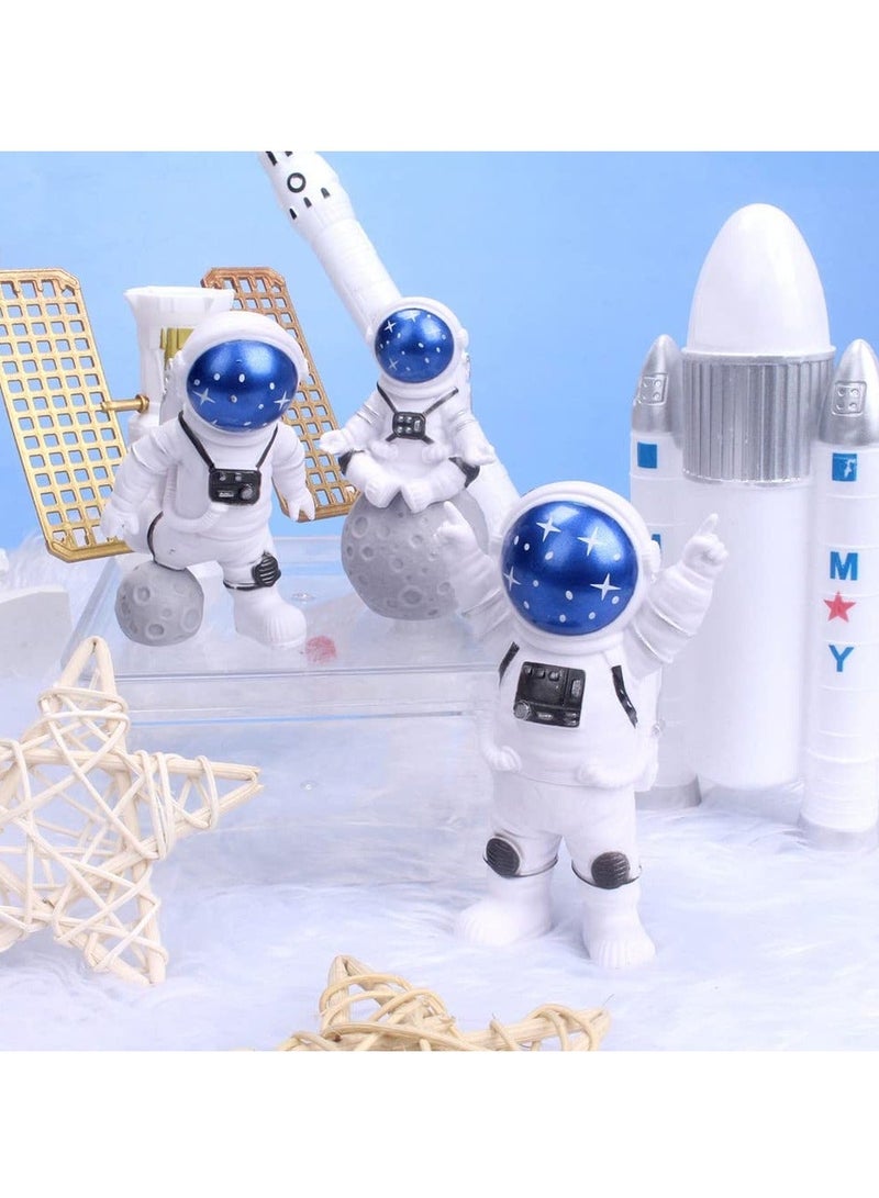 Astronaut Figurines Cake Topper Outer Space Birthday Cake Decoration Spaceman Model Display Miniature Astronaut Toys Set, Planet Rocket Pearl Balls and Star DIY Cake Toppers for Kids Party 4Pcs - Image 5