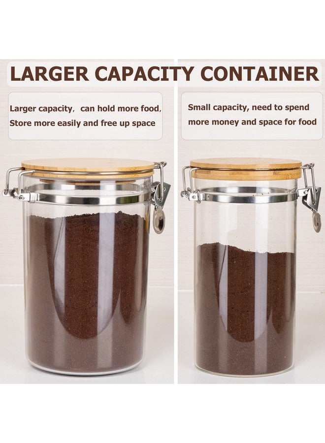 Yangbaga 2Pcs Coffee Sugar Canisters with Shelf, 58OZ Plastics Storage Containers for Ground Coffee Bean Storage with Lid Locking Clamp&Coffee Scoop, Food Storage Jar for Kitchen - Image 3