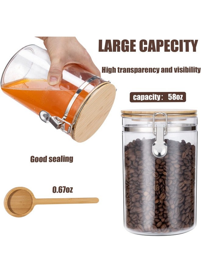 Yangbaga 2Pcs Coffee Sugar Canisters with Shelf, 58OZ Plastics Storage Containers for Ground Coffee Bean Storage with Lid Locking Clamp&Coffee Scoop, Food Storage Jar for Kitchen - Image 2