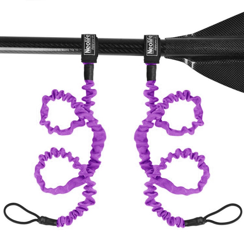 Wonitago Stretchable Kayak Paddle Leash, Coiled Rod Leash Tool Lanyard For Kayak And Sup Paddles, Fishing Poles Rods, Purple 2 Pack - Image 1