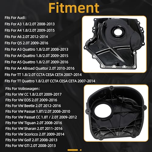 JAVOUKA Engine Timing Chain Cover with Gasket fit for VW Beetle/Jetta/Passat/Tiguan/Sharan/Scoricco/Golf/GTI/EOS/CC, fit for Audi A3/A4/A5/A6/TT/Allroad/Q3/Q5 1.8T 2.0T 2007-2017 06H103269C,06H109210A - Image 3