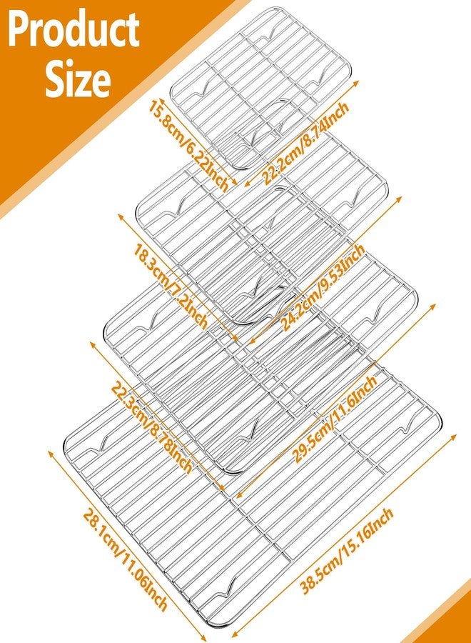 Vyndicca Baking Cooling Rack Set Stainless Steel Baking Racks, Roasting Rack for Roasting Grilling Cooking and Baking, Heavy Duty Wire Racks, Oven & Dishwasher Safe, 4 Various Sizes - Image 2